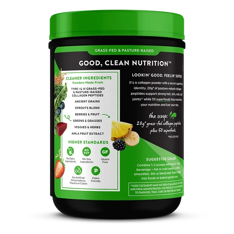 Grass-Fed Pasture Raised Collagen Peptides + Superfoods Powder