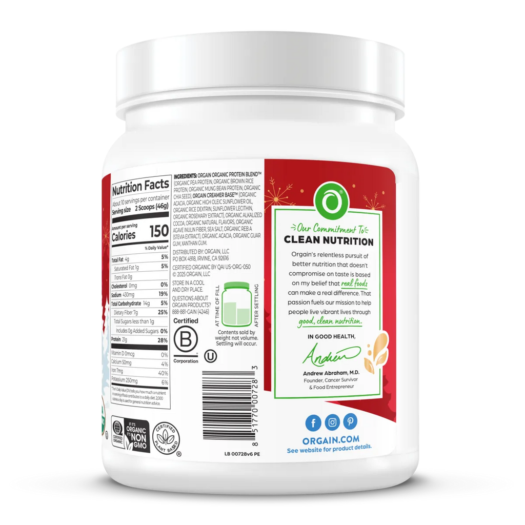 Organic Protein™ Plant Based Protein Powder - Peppermint Hot Cocoa